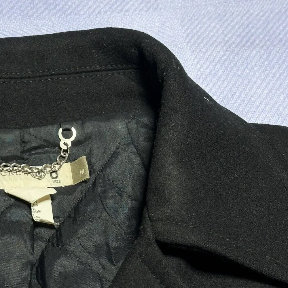 J Crew Double Breasted Wool Blend Insulated Black Coat Women's Size Medium - Picture 8 of 16